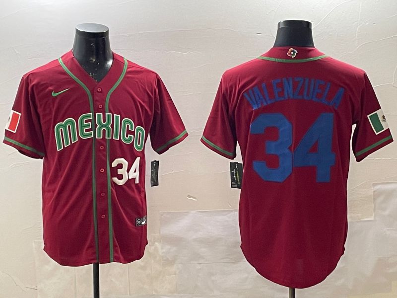 Men 2025 World Cub Mexico #34 Valenzuela Red Nike MLB Jersey style 7